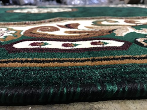 Kingdom Traditional Area Rug Hunter Dark Green Persian Design D123 (8 Feet X 10 Feet) #TOP4