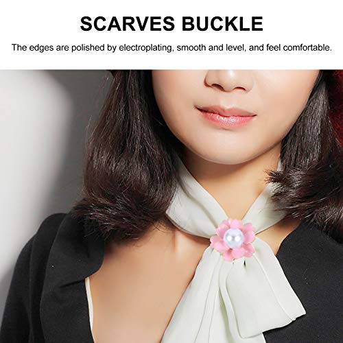 ABOOFAN 4Pcs Lenços Fivela Três Anéis Flor Pérola Lenço Anel Fivela Clipe Xale Porta-Fivela Pino Bro