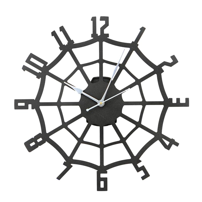 Image of Spider Web Metal Analog Wall Clock for Living Room, Bedroom, Office & Hall | 38 X 38 CM | Stylish Modern Home Decor Wall Clock | Battery Operated | Contemporary Spider Web Design | Black