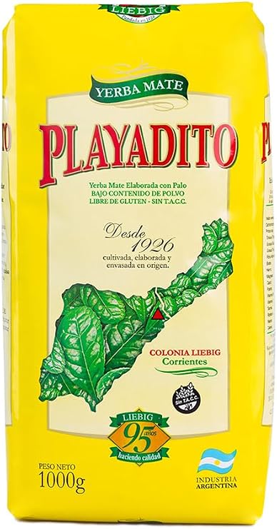 Yerba Mate Playadito Original 1 kg, Pack of 3 - Argentina Loose Leaf Matte Blend With Stems and Leaves, Argentinian Tea