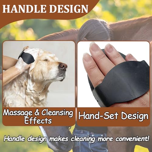 Rubber Curry Comb with Handle, Horse Grooming Brush & Shampoo Brush for Dogs, Cats & Horses, Pet Bathing & Shower Supplies - Image 5