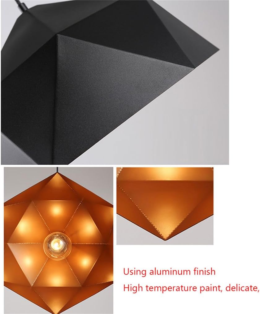 Geometric Ceiling Light Farmhouse Lighting Fixture 9.8-Inch Adjustable Height, Modern Hanging Light for Kitchen Island, Dining Room, Living Room Hanging Barn Lampshade/K/38Cm