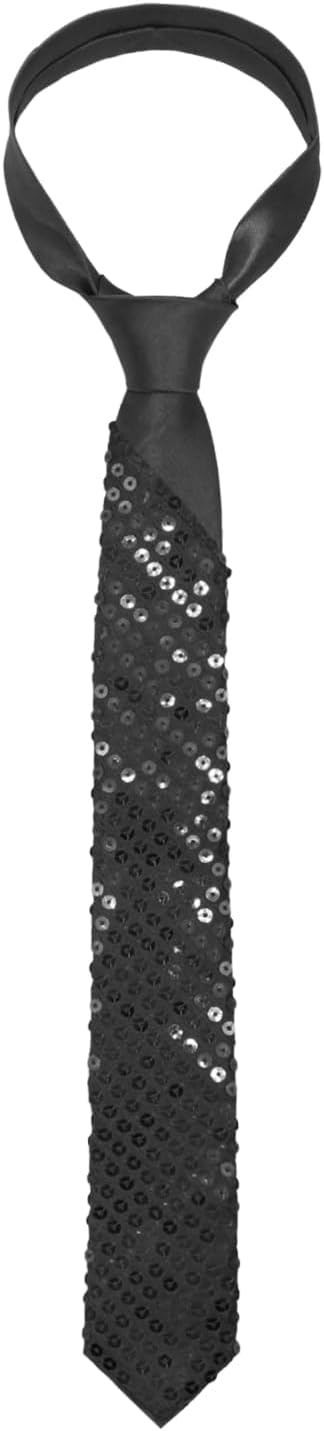 Sequin Mens Ties, Skinny Ties for Men Sparkly Self Tied Men's Neckties for Party Dance Concert Fashion Show