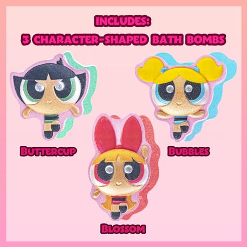 Image of Powerpuff Girls Bath Bomb Set, 3-Piece Character Shaped, Berry Scented