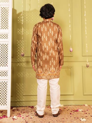Image of AJ DEZINES Kurta Pajama For Kids Boys | Cotton Printed Chikankari Kurta Pyjama Set For Boys | Traditional & Festive Outfit | Party & Ethnic Wear | Stylish Kids Kurta Set