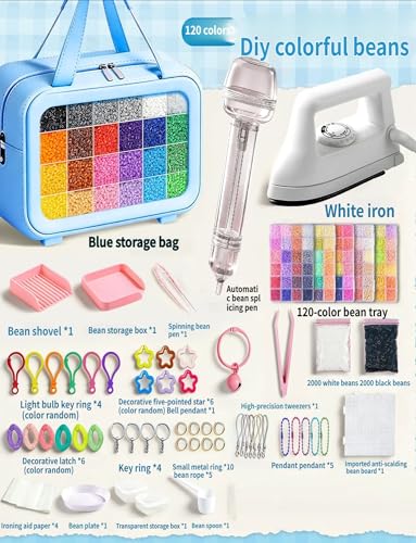 Perles fusibles kit complet de 120 couleurs avec fer intégré pour création DIY