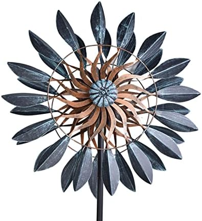 Metall Windrad Für Garten - Dekorative Windmühle In Blau & Rot, 90cm Hoch