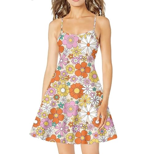 Image of Cozeyat Women Girls Summer Sleeveless Dress Casual Swing Beach Cover Up Knee Length Dresses,Large Size XS-4XL