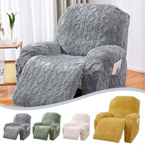 Silla reclinable individual funda elástica gris claro sofá protector de muebles de 360 grados 7