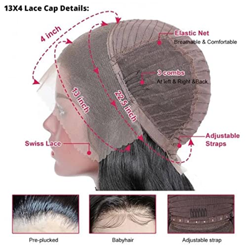 Image of Beauty Forever Blue Highlights Wig Body Wave 13x4 Lace Front Wigs Black With Blue Highlights Human Hair Wigs For Women,Lace Frontal Wigs 150% Density Pre Plucked with Baby Hair Colored Wigs 18 inch