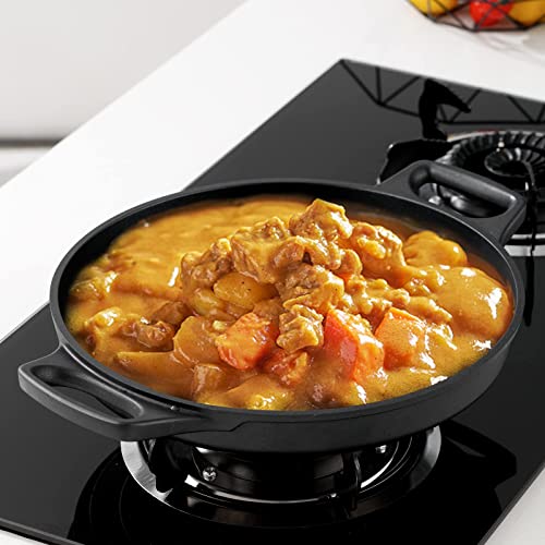 S·kitchn Cast Aluminum Griddle Pan For Stovetop With Lid - Lighter Than Cast Iron Skillet,Round Frying Pans Nonstick Grill Pan Dishwasher & Oven Safe,12In #TOP3