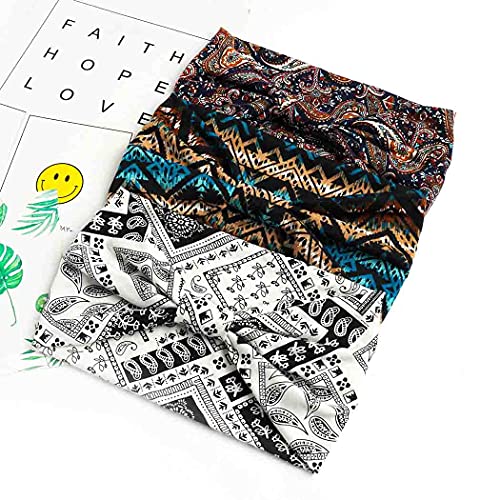 Aceorna Boho Bandeau Headbands Wide Knot Hair Scarf Floral Printed Hair Band Elastic Turban Thick Head Wrap Stretch Fabric Cotton Head Bands Thick Fashion Hair Accessories For Women And Girls (Retro) #TOP5