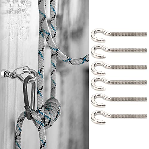 Image of Eye Hooks, 10Pcs 304 Stainless Steel Open Hook Eyelet Threaded Screws Hardware for Hanging Objects