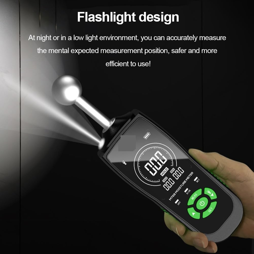 Medidor de Humedad Digital sin Pines para Granos, con Alarma, para Madera, con Pantalla LCD retroiluminada, para Paredes y leña.