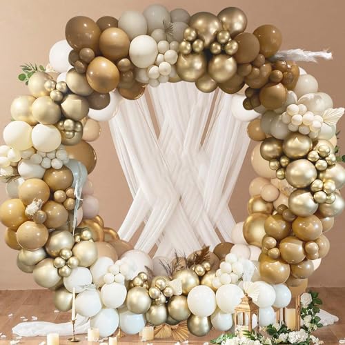 Brown Balloon Arch Kit, 171pcs Nude Brown Balloons Garland Kit with Khaki Beige White Balloon and Gold Baloons, Cream Neutral Balloon Arch for Birthday Party Decorations Baby Shower Wedding Engagement - Image 2