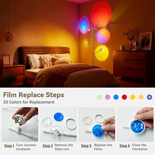 LOZNDA 5-Head Halo Sunset Lamp with Replaceable Color Filters — view 6