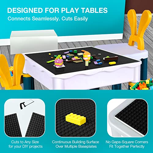 Image of Lekebaby 12 Pack Classic Baseplates 10 inch x 10 inch, Building Base Plates for Building Bricks, 100% Compatible with Major Brands and Activity Table-Baseplate, Sturdy & Safe, Age 3 and up Kids, Black