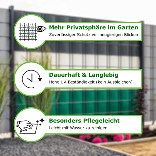 WORKINGHOUSE PVC Sichtschutzstreifen 650g/m² Premium für Doppelstabmatten Zaun – 35m Rolle, Anthrazit RAL 7016 | Wind- & Blickschutz, wetterfest, inkl. Clips