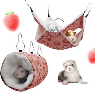 Rat Ferret Hammock Toys Cage Accessories, Guinea Pig Hideout Tunnel, Warm Bed for Rat Ferret Guinea Pig Sleep Hide and Play (5.Three Layers Hammock)