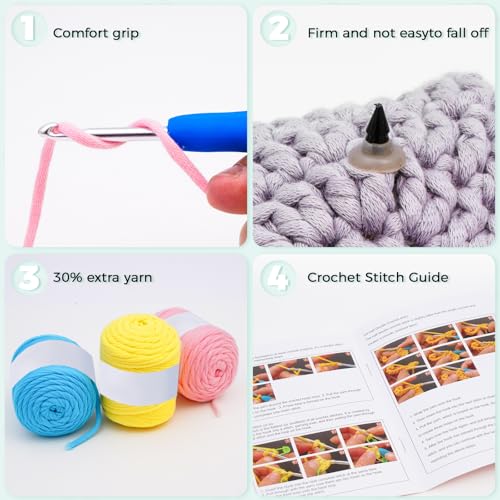 Image of Crochet Kit for Beginners - Learn to Crochet 4 Adorable Cat Amigurumi with Step-by-Step Video Tutorial and Easy Peasy Yarn, Complete Starter Kit for Adults Kids, DIY Craft Gift for Birthday Christmas
