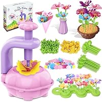 DIY Blumen Bastelset für Kinder ab 4 Jahre – Kreatives Bastelspielzeug für Mädchen 3 4 5 6 7 Jahre mit Blumenmaschine – Basteln mit Stecksystem – Blumengarten & Blumenstrauß Geschenkidee