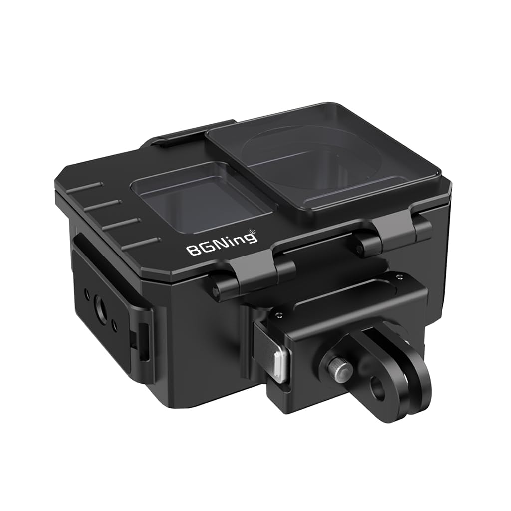 BGNing Diving Camera Protective Frame, Compatible with Action5PRO/4/3 Aluminum Sports Camera Deep Sea Waterproof Case, 80M Underwater Photography (Magnetic Quick Install Two Cards)