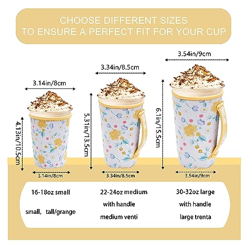 Image of 3-Piece Reusable Insulated Iced Coffee Sleeves Fits 16-32 oz cold drinks