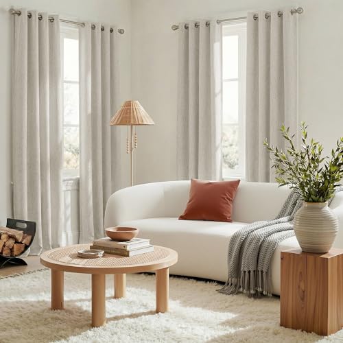 Image of NICETOWN Linen Ivory Blackout Curtains 96 Inches Long, W52xL96, 2 Panels