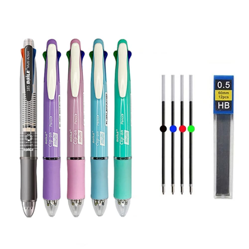 Five-in-one Multi-Color Penna a sfera Matita automatica con gomma per la pittura degli strumenti di scrittura dell'ufficio della scuola può essere riempita ed espansa da 0.5mm