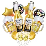 12pcs Corona Beer Mug Themed Party Supplies, Men Women Boys Girls Birthday Party Balloon Decoration, Corona Beer Pentagram Aluminum Film latex Balloon Decorations