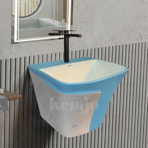 Image of Wall Mounted Wash Basin for Bathroom | Wall Hung Wash Basin /Sink (15.35 x 16.14 x 13 Inch, SFKOP - 218)