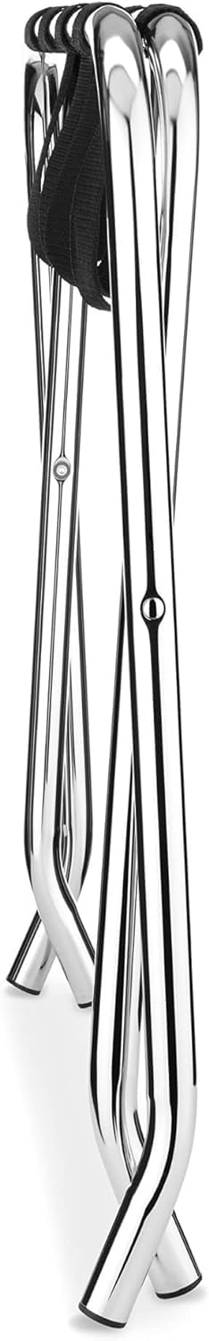 Portaequipajes Plegable de Metal para habitación de Invitados, Resistente Soporte para Maletas con Correas de Nailon, para Uso en hoteles y hogares, Acabado Plateado, solución de almacenamie