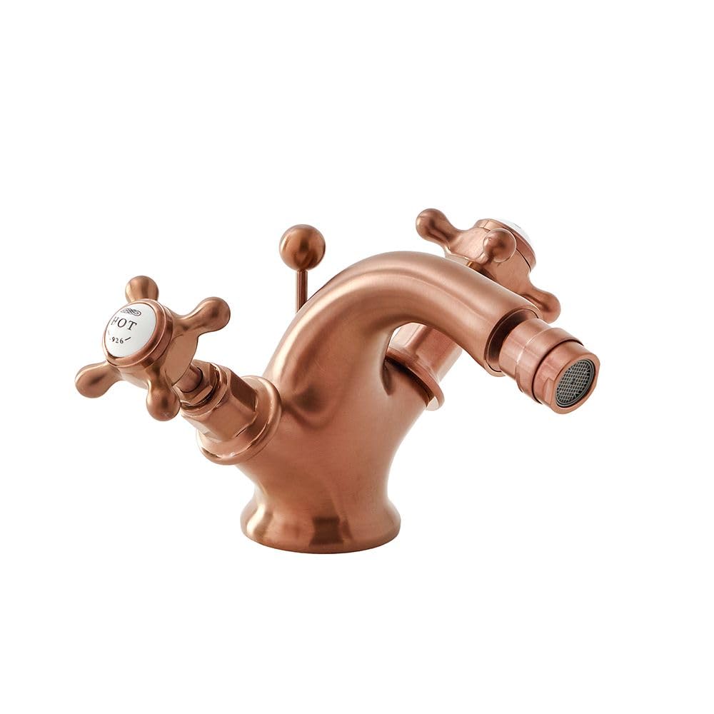 Milano Elizabeth Mono Bidet Mixer Tap Crosshead Handles - Brushed Copper