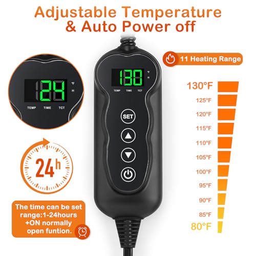 Gasur Pet Heating Pad, Waterproof Electric Dog Cat Heating Pad With Timer, Temperature Adjustable Heatded Cat Bed For Winter,Auto Power-Off,Anti-Bite Heating Pad For Dogs Cats -18''X16'' thumb #1