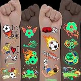 30 Blätter Fussball Tattoo Kinder, Leuchttattoos Kinder Fussball Geschenke Jungen, Kinder Tattoo Fußball Spiele Mitgebsel kindergeburtstag, Wundertüte Weihnachten Kleinigkeiten Kinder
