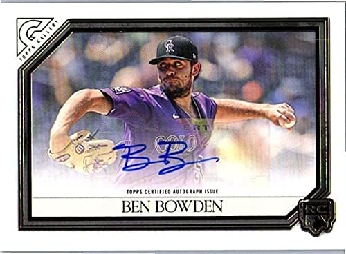 Ben Bowden Autographed Rookie Card Collectible Baseball Card - 2021 Topps Gallery Baseball Card #RA-BB (Rockies) Free Shipping