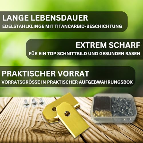 30 x Klingen Ersatzmesser + Schrauben, Ersatzklingen kompatibel mit Segway Navimow Mähroboter für langen, scharfen Schnitt (30er Set Klingen) - titancarbit beschichtet