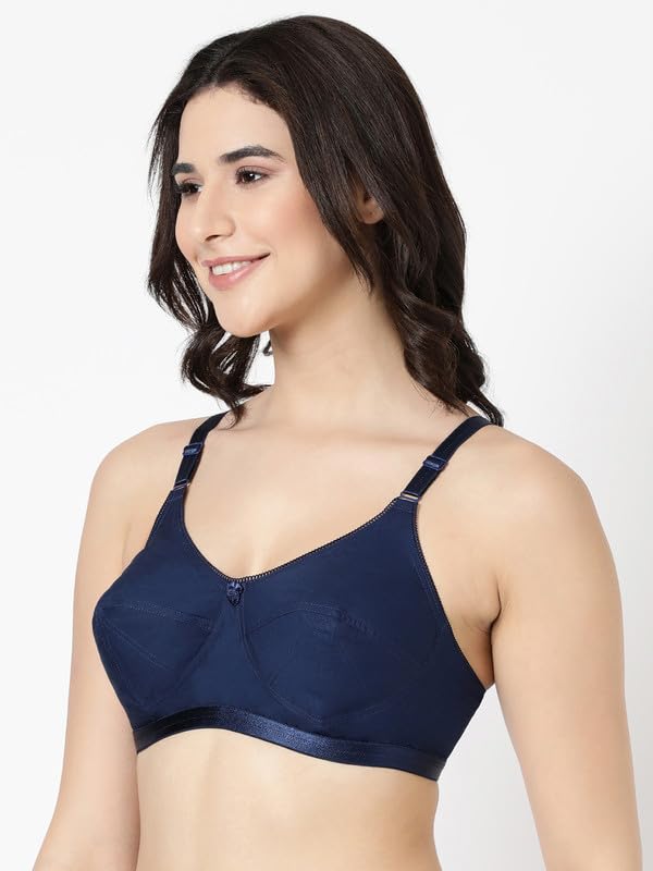 Image of BLOSSOM Women's Single Layered Full Coverage Non Wired Non Padded 100% Woven Cotton Everyday Bra Plus Size Bra