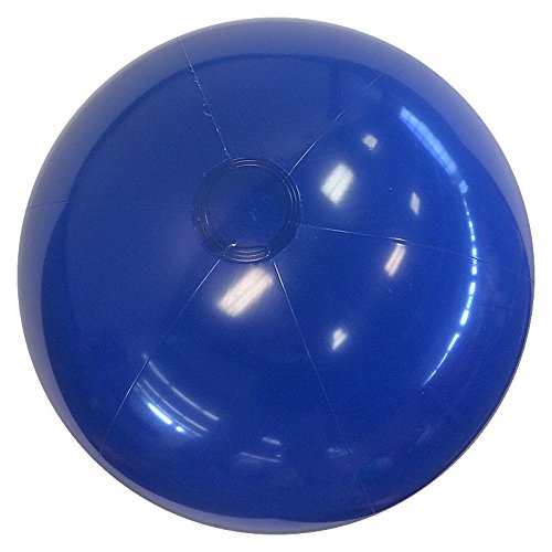 16-Inch Deflated Size Solid Blue Beach Ball - Inflates to 12-Inches Diameter