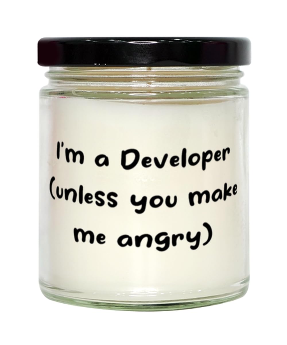 Cute Developer Gifts, I'm a Developer (Unless You Make me Angry), Beautiful Birthday Scent Candle for Coworkers from Boss, Best Gifts for Developers, Best Gifts for Programmers, Best Gifts for