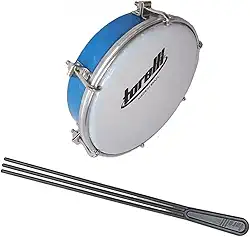 Kit Tamborim Pele Leitosa Torelli TT 404 Azul Baqueta Tripla