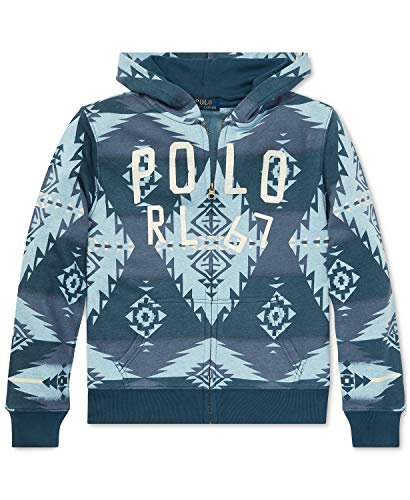 Polo Ralph Lauren Boys Southwestern Cotton Terry Hoodie 5 Blue