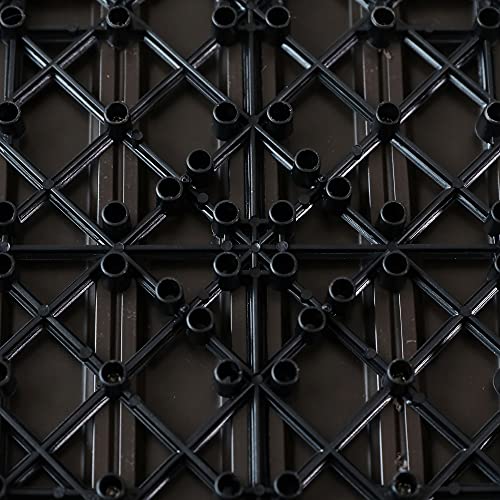 PANDAHOME 6 PCS Wood Plastic Composite Patio Deck Tiles, 12”x12” Interlocking Decking Tiles, Water Resistant for Indoor & Outdoor, 6 sq. ft - Mocha 3D