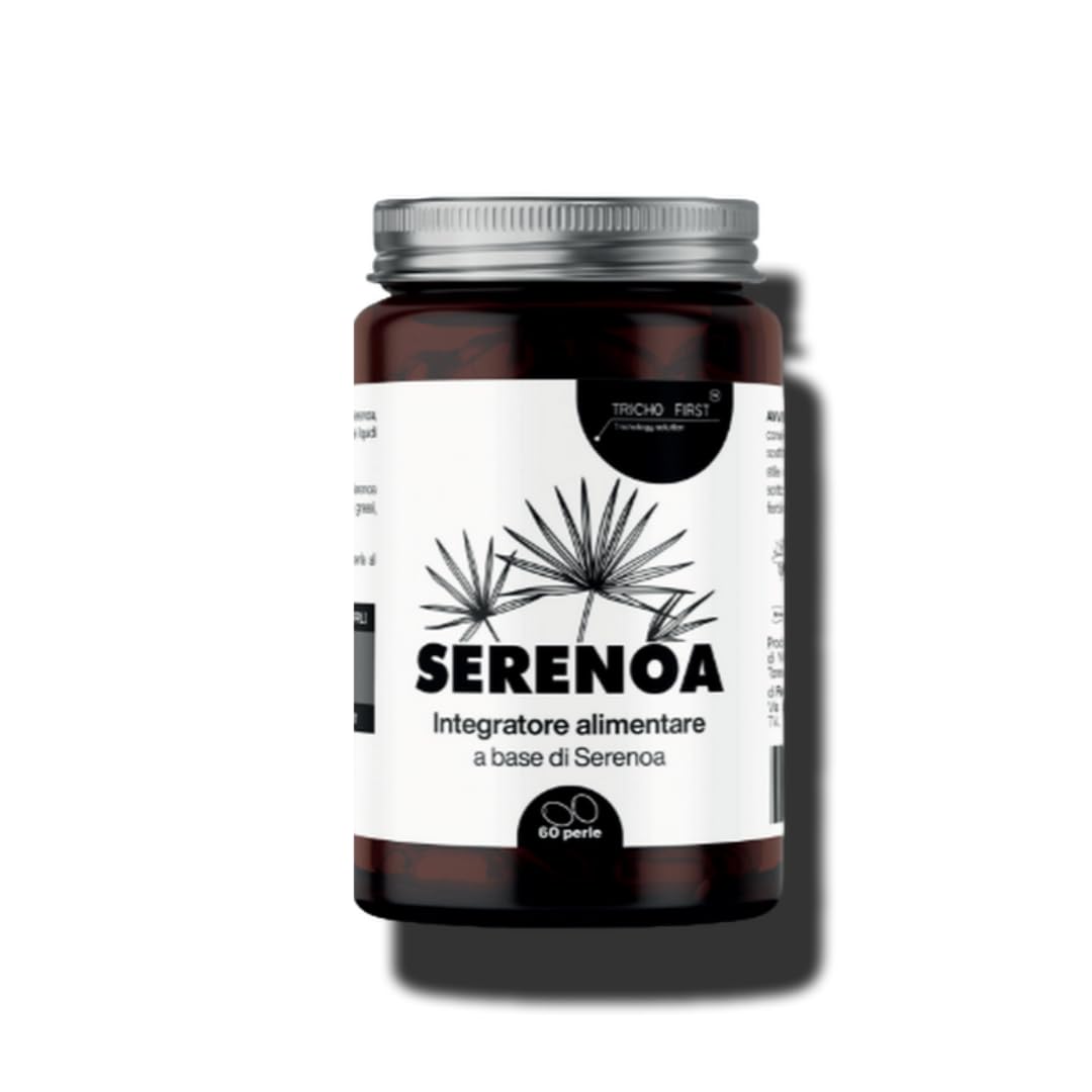 Serenoa Repens Massima Dose 320 mg TRICHO FIRST- 90-95%, Integratore contro l'Ingrossamento della Prostata e la Caduta dei Capelli, a Base di Serenoa Repens - Formato da 60 Perle - Andi DHT