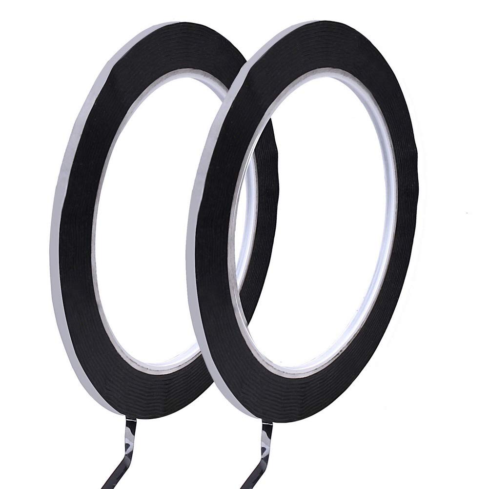 nuosen 2 pcs 3mm x 66m Whiteboard Tapes, Self Adhesive Thin Black Tape