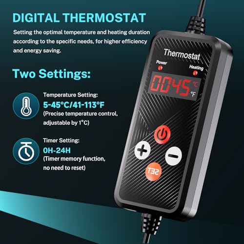 HG Power Heizmatte mit Thermostat - 2 Heizmatten mit 1 Controller, Heizmatte Pflanzen Wärmematte für Zimmergewächshaus, Gewächshaus Heizmatte mit Temperaturregler,2er-Pack 53 cm x 25 cm, 110Watt