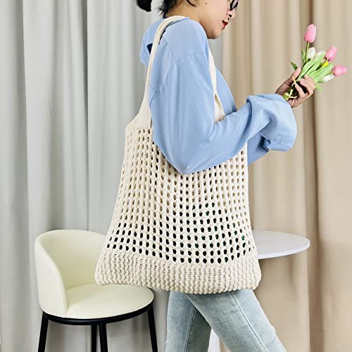Crochet Shoulder Tote Bag, Hobo Beach Bag for Women, Woven Cute Simple3