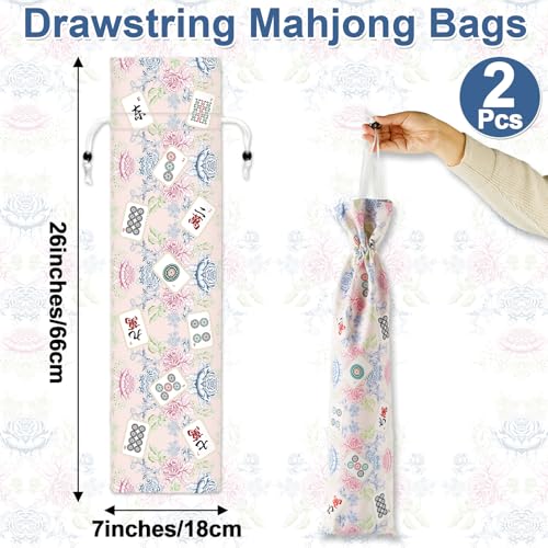 2 bolsas rosas con cordón para Mahjong 26 pulgadas miniatura 2