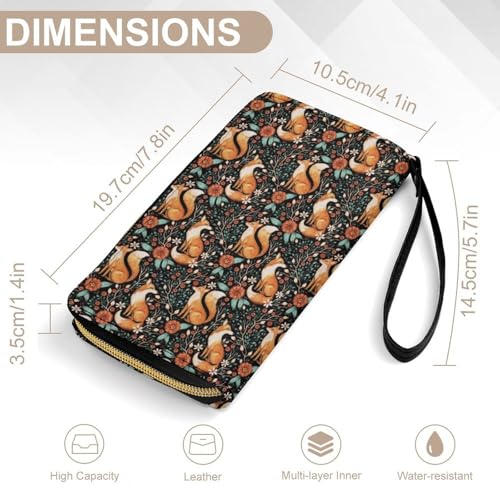 Fall Fox Flower Women's Wallet Wristlet Zipper Purse with Hand Strap Travel Credit Card Holder for Daily Use Gifts2
