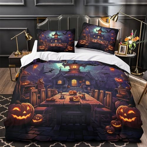 Ensemble de literie Halloween en microfibre supérieure avec fermeture éclair